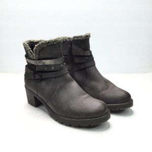 Heavenly Feet Fizz Ankle Boots Women Size 7 Grey Faux Fur Lined Round Toe